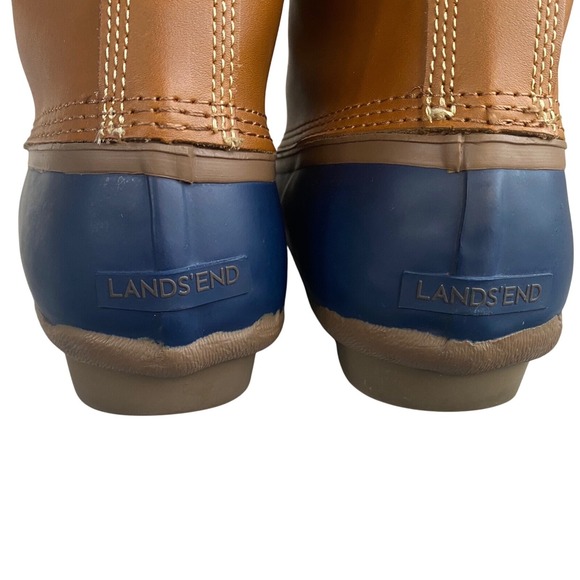 Lands\' End Waterproof Lace-Up Duck Boots in Navy and Brown School Uniform Men main image 3
